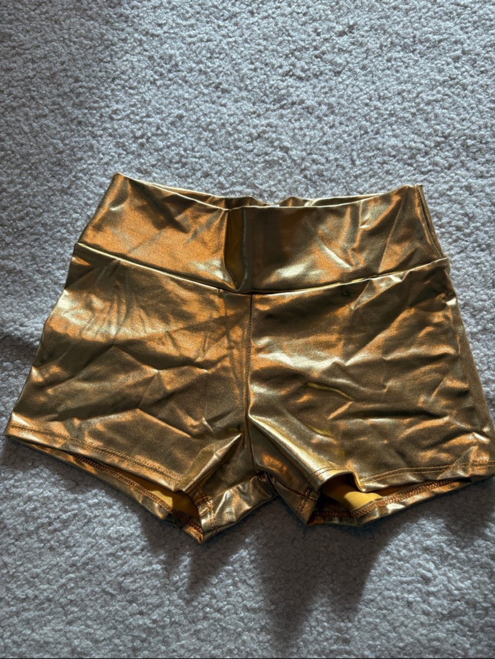 Gold Metallic Women’s High-Waist Active Shorts
